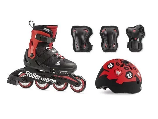 Rolki dla dzieci Rollerblade 2020 Cube Black/Red w zestawie z kaskiem i ochraniaczami